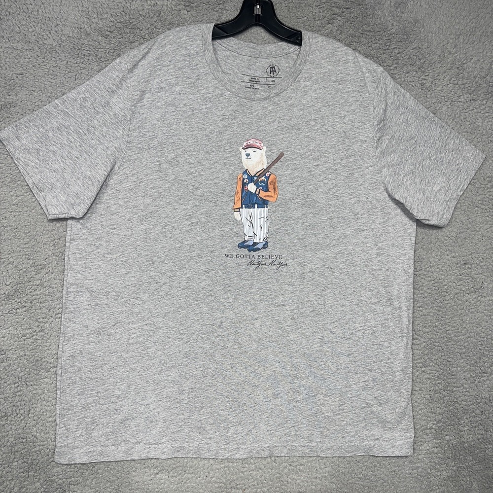Barstools Pete Alonso Polar Bear NY Mets T Shirt 3XL XXXL Gray Gotta Believe Tee